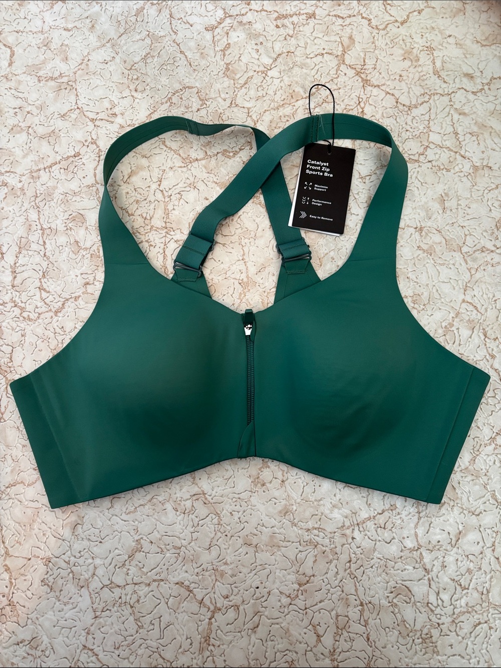 knix Emerald Green Front-Zip Sports Bra